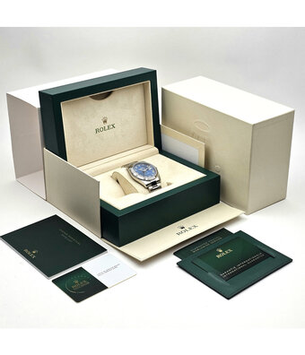 Rolex Datejust 41 NEW ROLEX SERVICE - 2024 B+P | steel - white gold Azurro blue roman Oyster