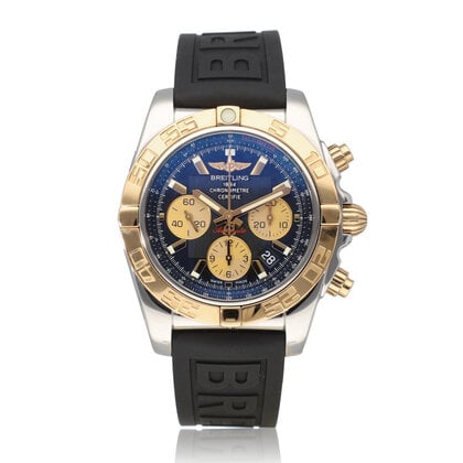 Chronomat B01 44 NEW BREITLING SERVICE - 2019 B+P | steel - rose gold black roman rubber