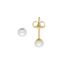 Gouden oorknoppen - 14 karaats - Zoetwaterparels - Button - 4 mm