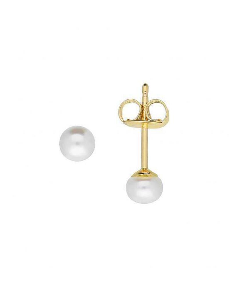 Gouden oorknoppen - 14 karaats - Zoetwaterparels - Button - 4 mm