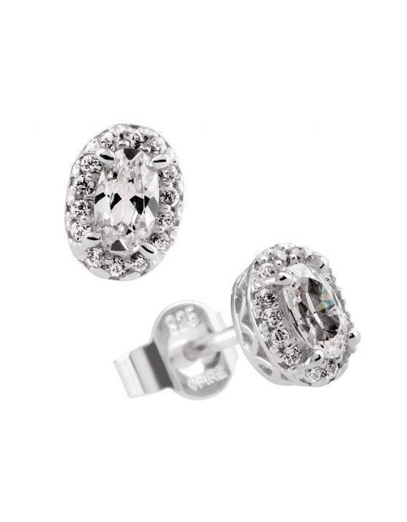Diamonfire Zilveren oorknoppen - Fantasie - Zirkonia - Ovaal
