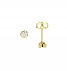 Gouden solitair oorknoppen - 14 karaats - 3.0 mm - Zirkonia