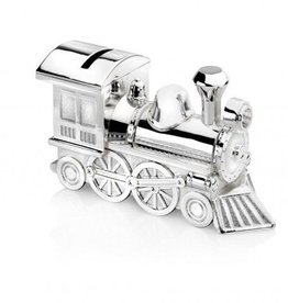 Geboortecadeau - Verzilverde spaarpot - Locomotief