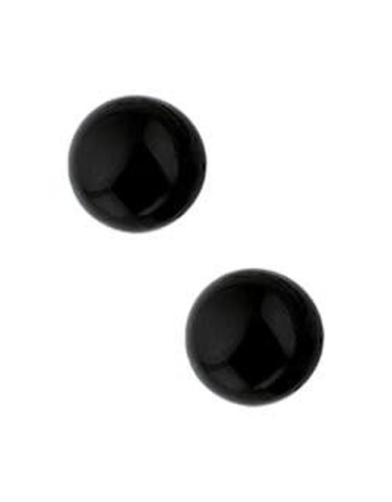 Zilveren oorknoppen - Onyx - 8 mm