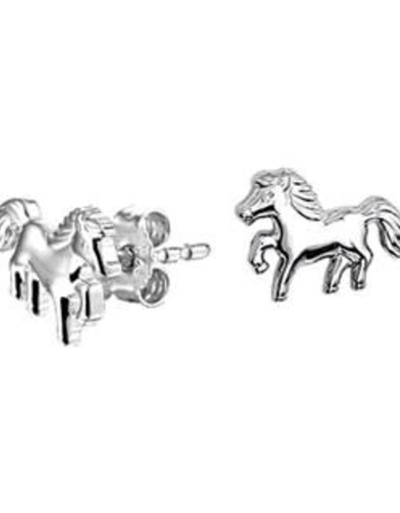 Zilveren oorknoppen - Gerhodineerd - Paard