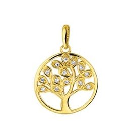 Gouden hanger -14 karaats -  Levensboom - Zirkonia