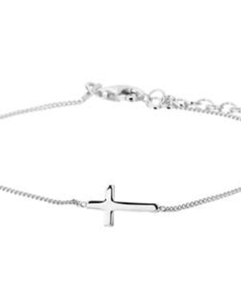 Zilveren armband - Gerhodineerd - Kruis - Gerhodineerd -17 + 3 cm