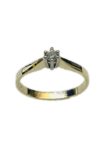 Gouden ring - 14 karaats - Solitair - Briljant - 0.10 crt - Maat 17.5