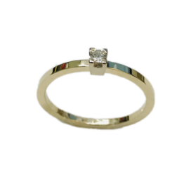 Gouden ring - 14 karaats - Solitair - Briljant - 0.055 crt - Maat 17.5