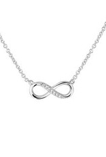 Zilveren collier - Gerhodineerd - Zirkonia - Infinity - 41 + 4 cm