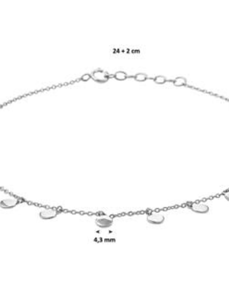 Zilveren enkelbandje - Rondjes - 1.2 mm - 24-26 cm