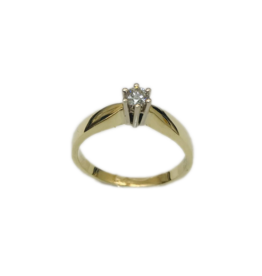 Gouden ring - 14 karaats - Briljant - 0.15 crt - Maat 17.5