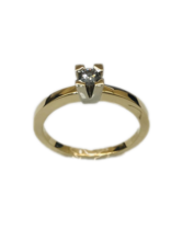 Geel/Wit gouden ring- 14 karaats - Briljant - 0.15 crt -  P1 - Maat 17.5