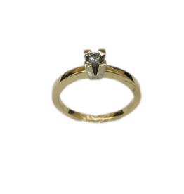 Gouden ring - 14 karaats - Briljant - 0.15 crt - Maat 17.5