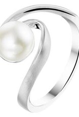 Zilveren ring - Gerhodineerd - Zoetwaterparel - Maat 19