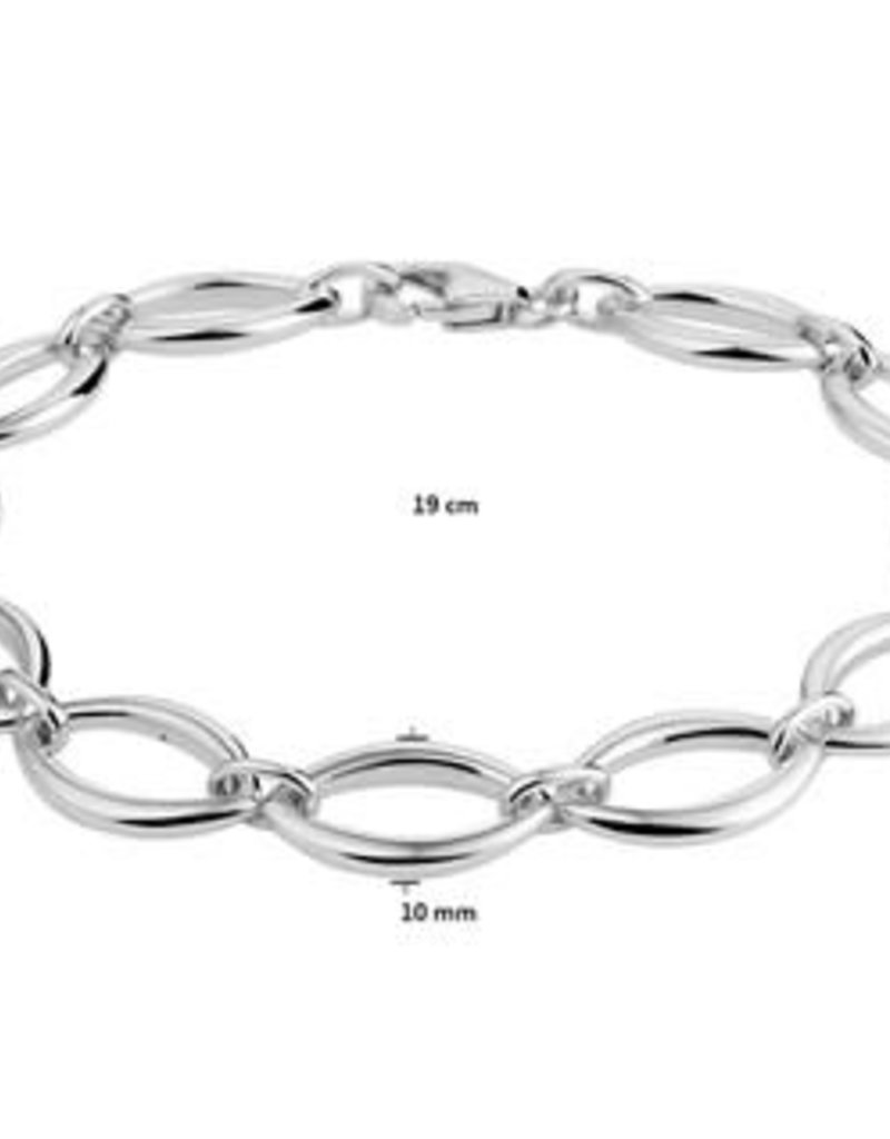 Zilveren armband - Gerhodineerd - 10 mm - 19 cm