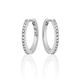 Gisser Hoops - Zilveren oorringen - Gerhodineerd - 22 mm - Small - Zirkonia