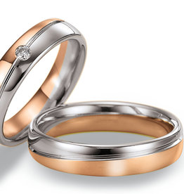 Gettmann Trouwringen - Wit en rosé goud - 8006,50 mm - 1 briljant = 0.05 ct