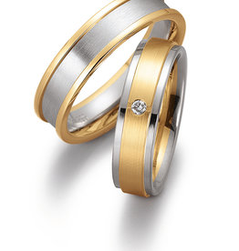 Gettmann Trouwringen - Wit en geel goud - 8046,55 mm - 1 briljant = 0.03 ct