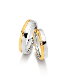 Gettmann Trouwringen - Wit en geel goud - 8054,50 mm - 7 briljanten = 0.035 ct