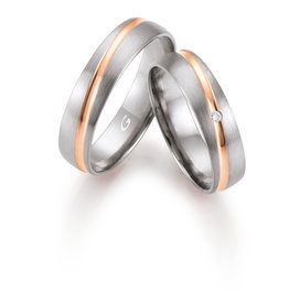 Gettmann Trouwringen - Wit en rosé goud - 8345,50 mm - 1 briljant = 0.015 ct