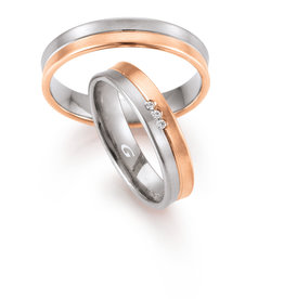 Gettmann Trouwringen - Wit en rosé goud - 8344,45 mm - 3 briljanten = 0.024 ct