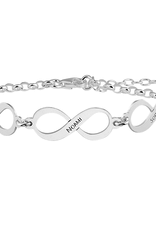 Zilveren naam armband infinity met drie namen