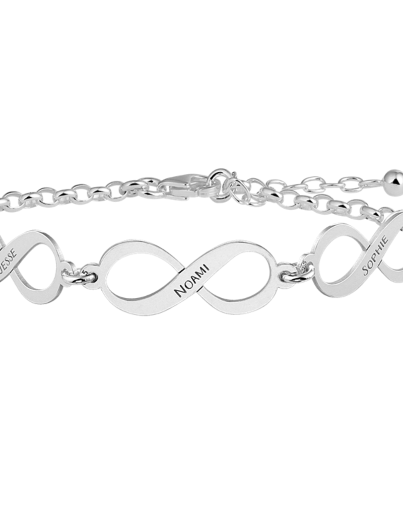 Prestigieus overhandigen Verovering Zilveren naam armband infinity met drie namen - Juwelier Marleen Peters  Deventer