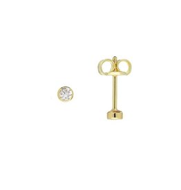 Gouden solitair oorknoppen - 14 karaats - 2.0 mm - Zirkonia