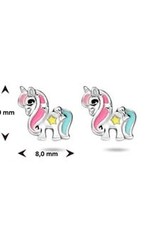 Zilveren oorknoppen - Gerhodineerd - Eenhoorn - Multicolor