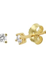 Gouden oorknoppen - 14 karaats - Diamant - 0.10 crt (2x0.05 crt)