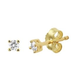 Gouden oorknoppen - 14 karaats - Diamant - 0.10 crt (2x0.05 crt)