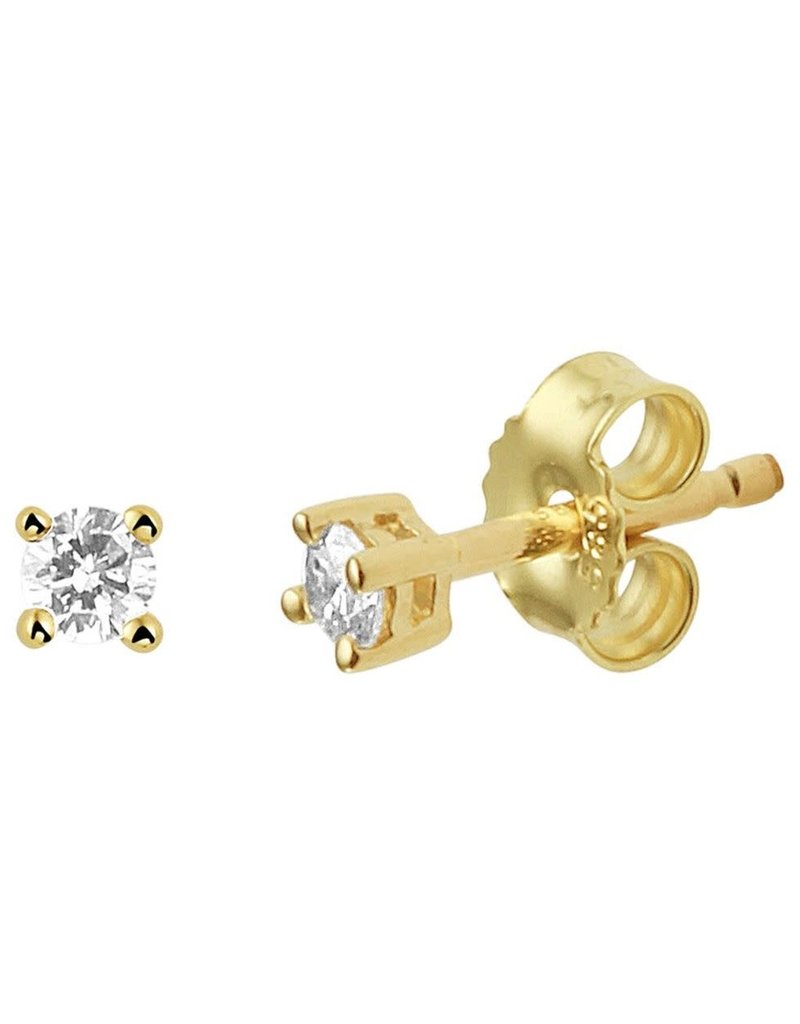 Gouden oorknoppen - 14 karaats - Diamant - 0.10 crt (2x0.05 crt)