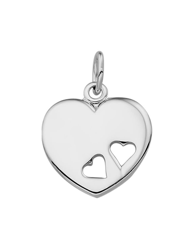 Zilveren graveerplaatje - Gerhodineerd - Hartje met gestanste hartjes