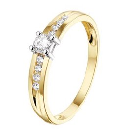 Gouden ring - 14 karaats - Zirkonia - Maat 17.5