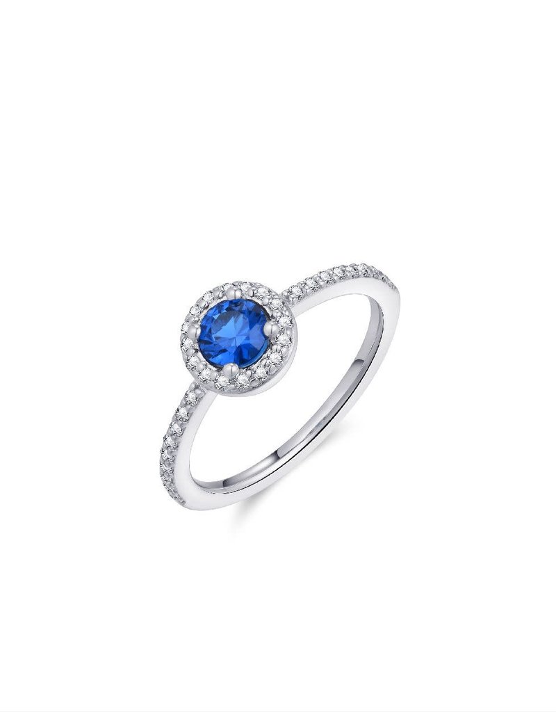Gisser Zilveren ring - Gerhodineerd - Blanke/blauwe zirkonia - Maat 56