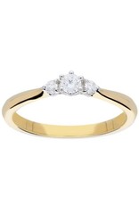 Gouden ring - 14 karaats - Diamant - 0.15 crt - Maat 56