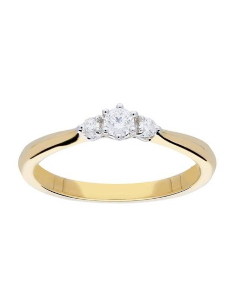 Gouden ring - 14 karaats - Diamant - 0.15 crt - Maat 56
