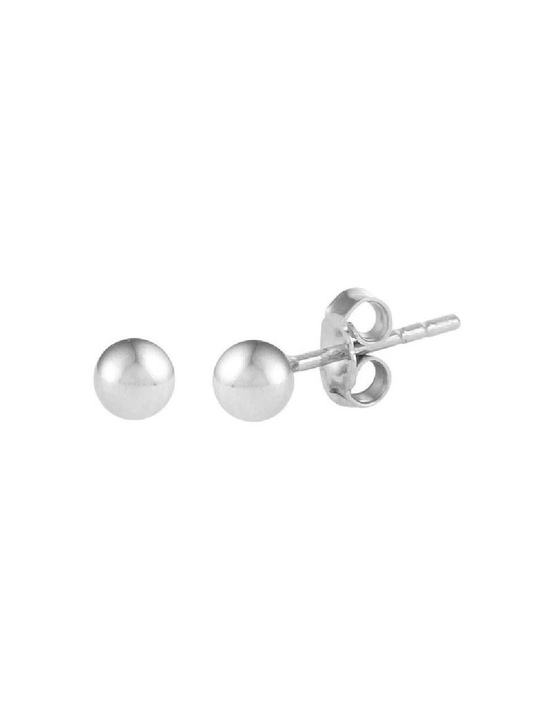 Zilveren oorknoppen - Gerhodineerd - Bol - 4 mm
