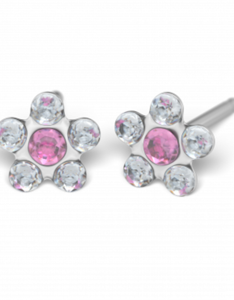 Studex Studex schietknopjes - Daisy Zirkonia Kristal en Roze - 7512-6410 (157)