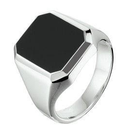 Zilverenzegel ring - Onyx - Maat 20.5