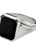 Zilverenzegel ring - Onyx - Maat 20.5