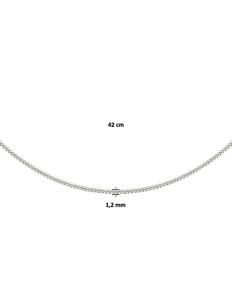 Zilveren lengtecollier - Gerhodineerd - Gourmet -1,2 mm