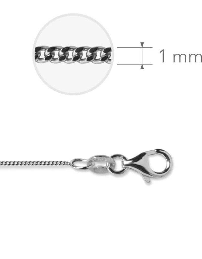 Gisser Zilveren lengtecollier - Gerhodineerd - Gourmet - 1 mm