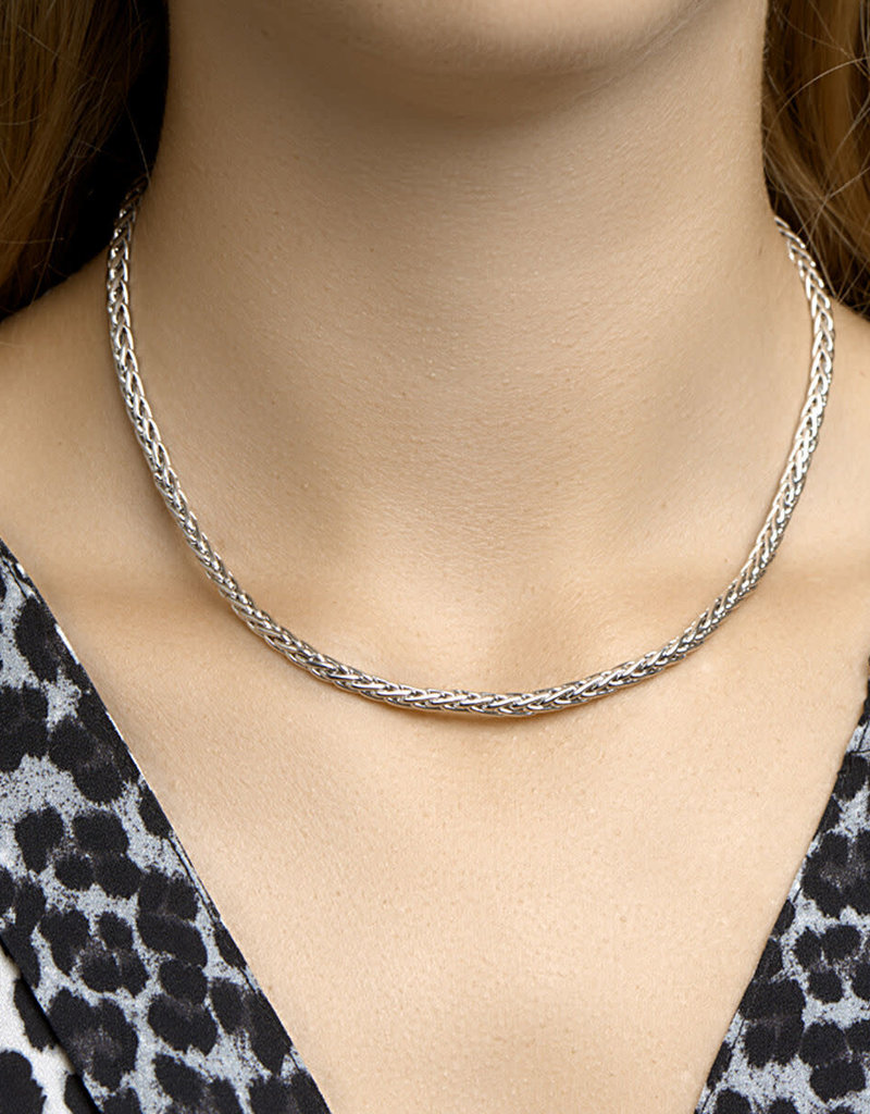 Zilveren collier - Gerhodineerd - Vossestaart - 4,0 mm - 43 cm