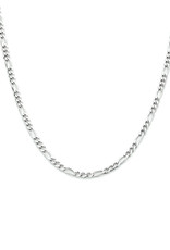 Zilveren collier - Gerhodineerd -  Figaro - 3,0 mm - 45+5cm