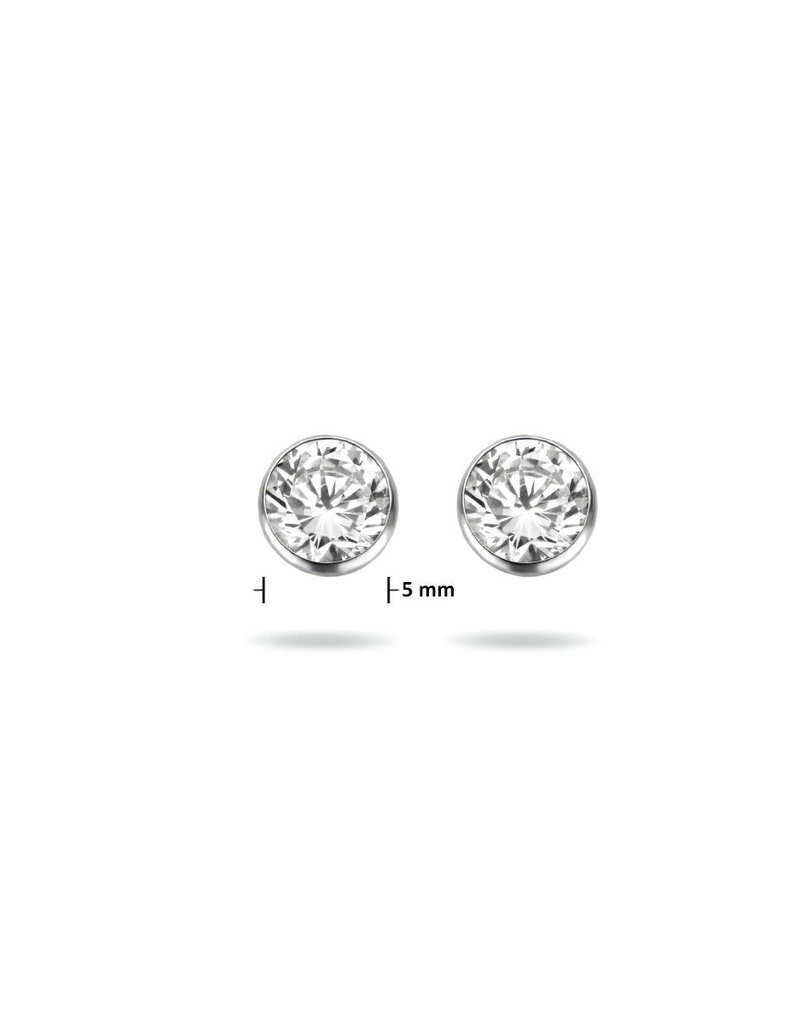 Zilveren oorknoppen - Gerhodineerd - Zirkonia - 5 mm