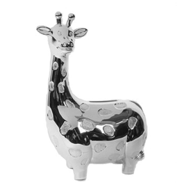 Geboortecadeau - Verzilverde spaarpot - Giraffe