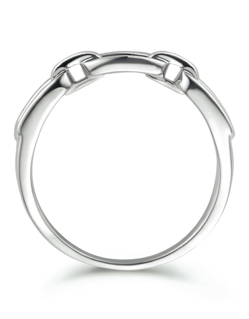 Zilveren ring - Gerhodineerd - Schakelmotief - 4 mm - Maat 17.75