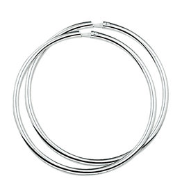 Zilveren oorringen - Gerhodineerd - 2,0 mm - Ronde buis - 44 mm